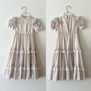 Vintage Gunne Sax Girls’ Jeunes Filles Jessica McClintock Dress Cream & Lavender